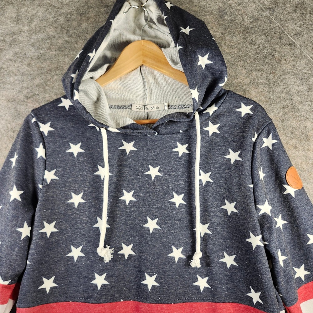 Michelle Mae‎ Womens American Flag Hoodie Stars and Stripes Patriotic Medium NEW - Picture 7 of 13